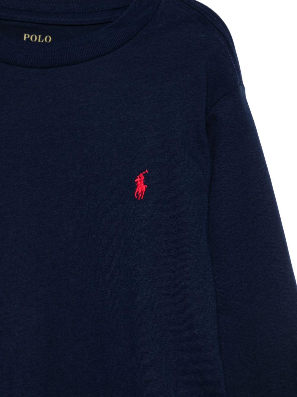 T-shirt per bambino Polo Ralph Lauren Kids blu con logo sul davanti - Rubino Kids