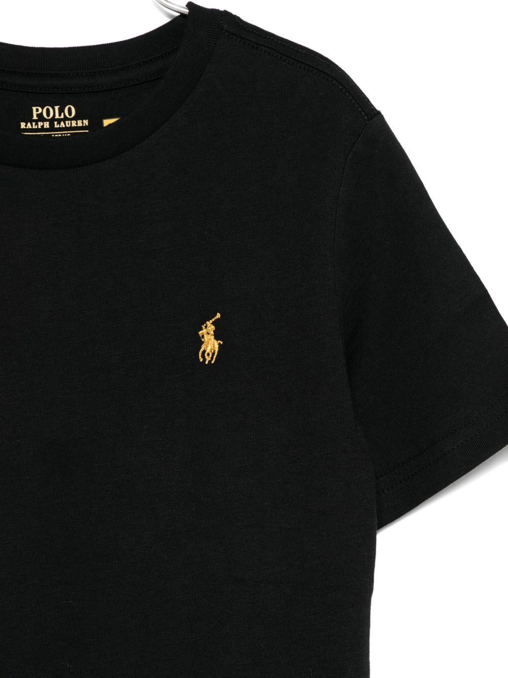 T-shirt per bambino Polo Ralph Lauren Kids nera con logo ricamato - Rubino Kids