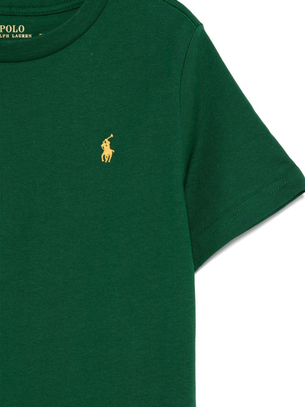 T-shirt per bambino Polo Ralph Lauren Kids verde con logo sul davanti - Rubino Kids
