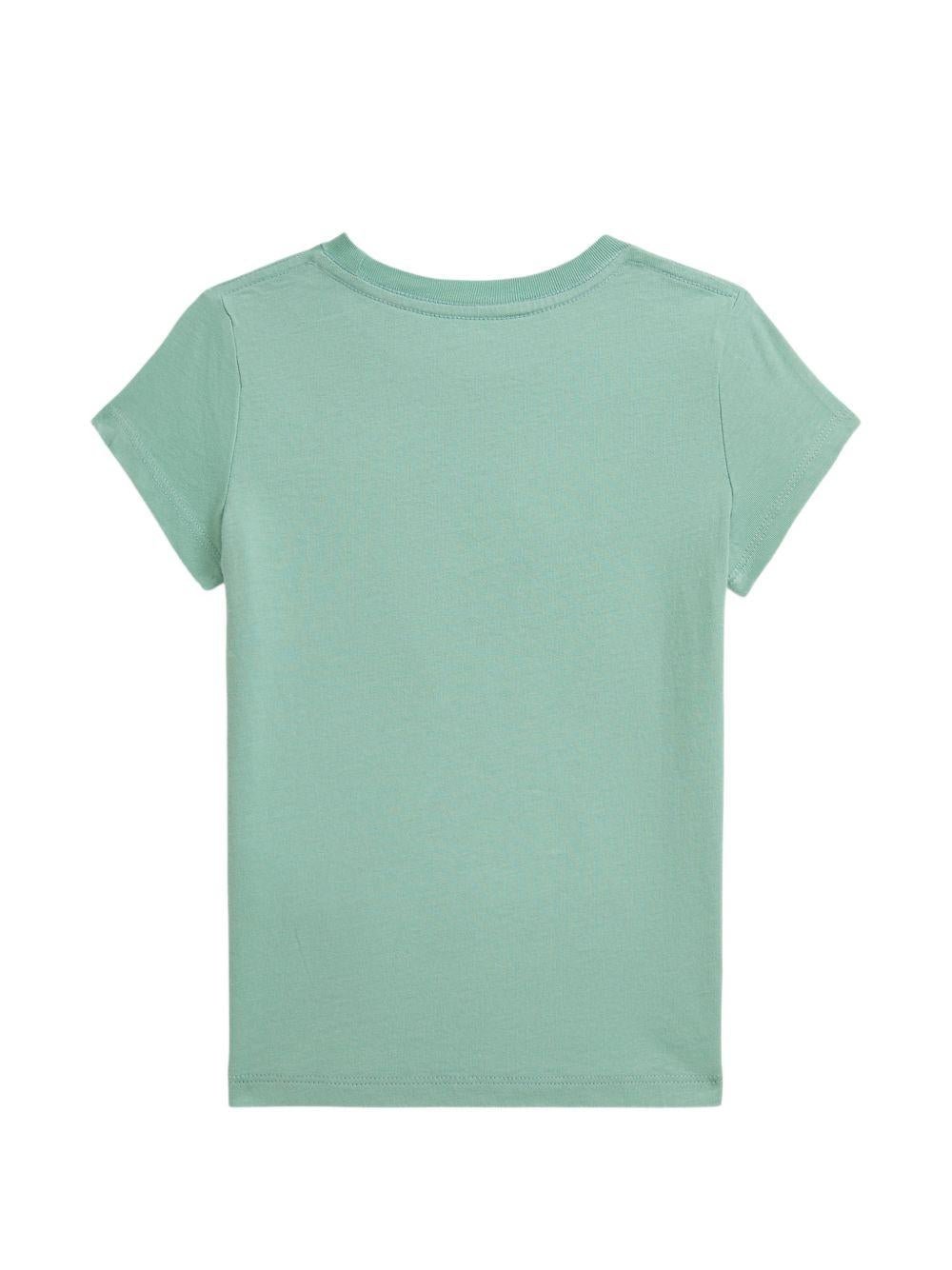 T-shirt per bambino Polo Ralph Lauren Kids verde con stampa cane - Rubino Kids