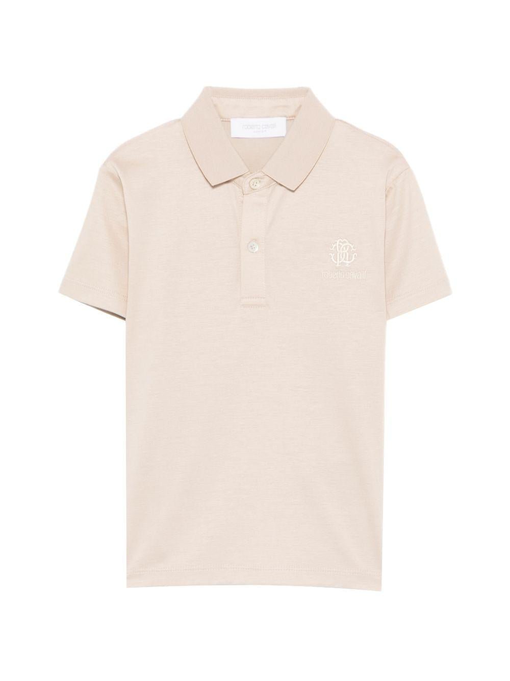 T-shirt per bambino Roberto Cavalli Kids beige con colletto classico - Rubino Kids