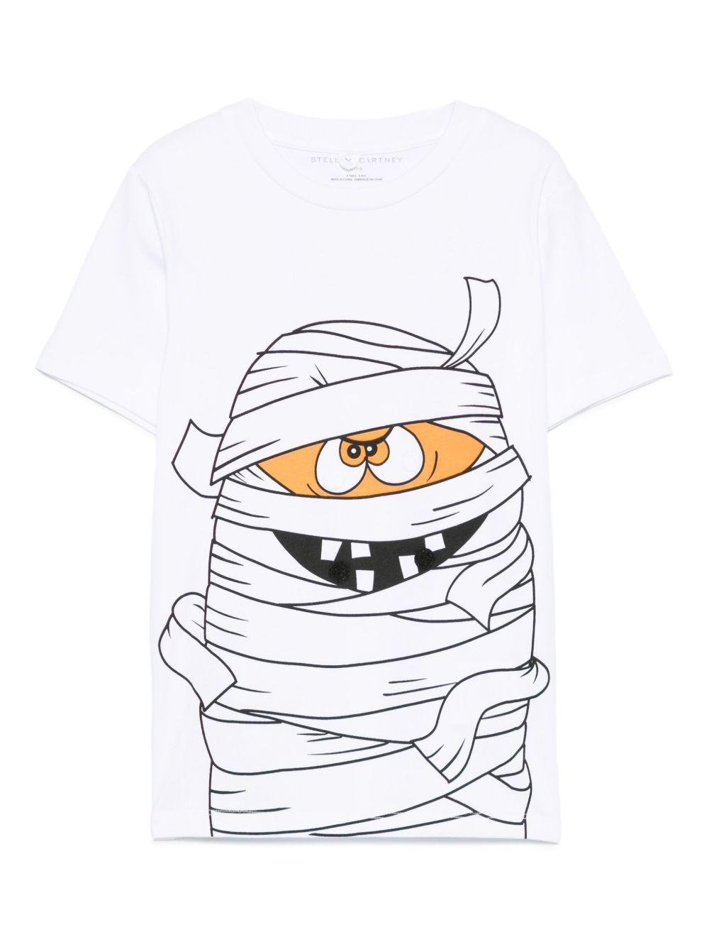 T-shirt per bambino Stella McCartney Kids bianca con stampa mummia - Rubino Kids
