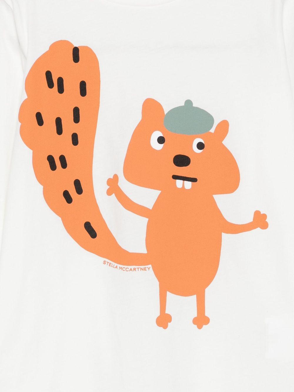 T-shirt per bambino Stella McCartney Kids bianco con stampa scoiattolo - Rubino Kids