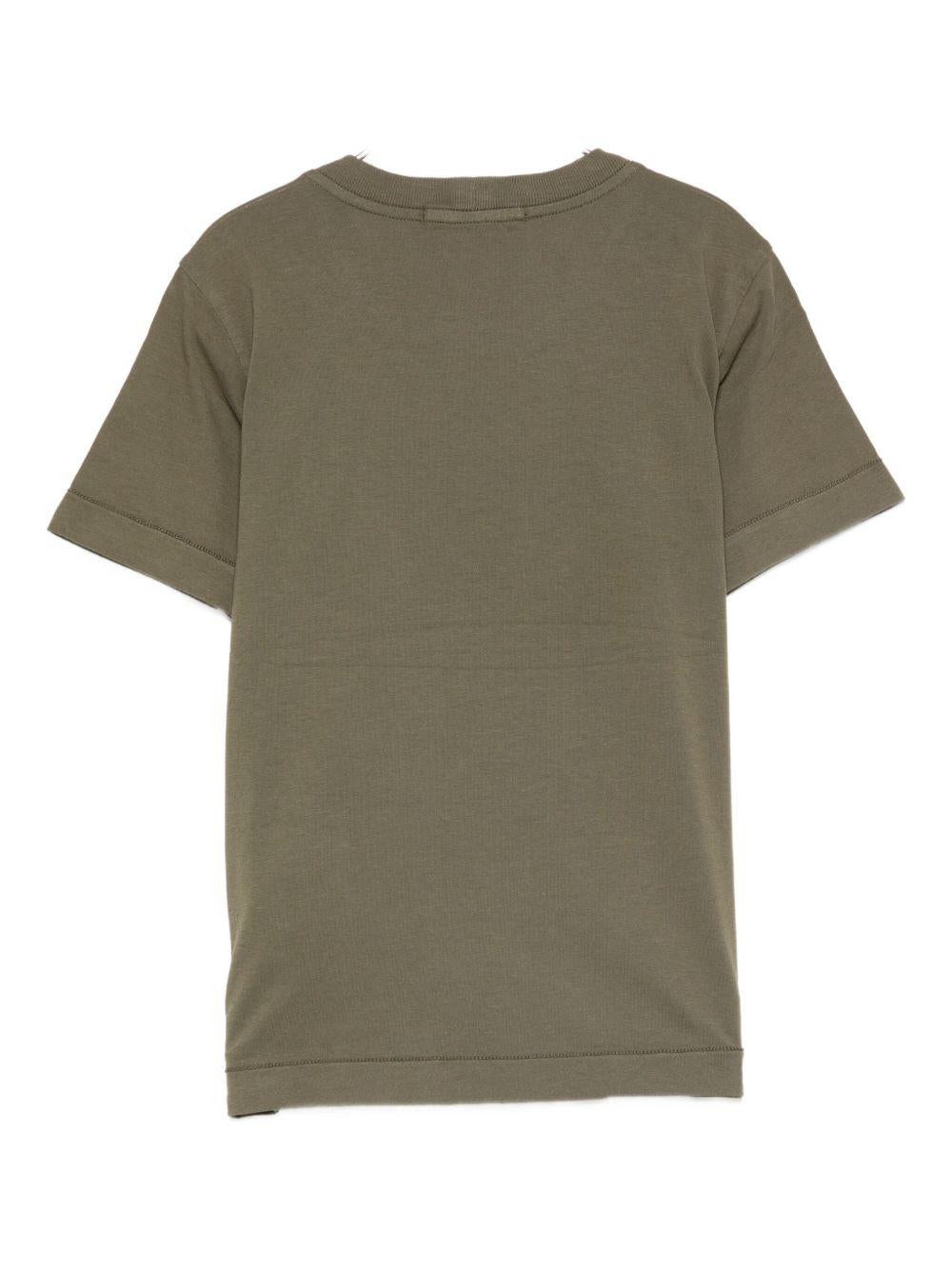 T-shirt per bambino Stone Island Junior verde con toppa a forma di bussola - Rubino Kids