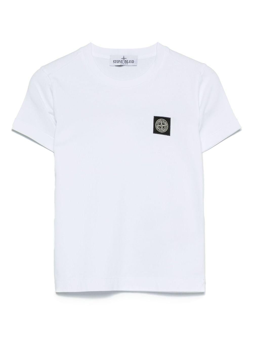 T-shirt per bambino Stone Island Kids bianca a girocollo - Rubino Kids