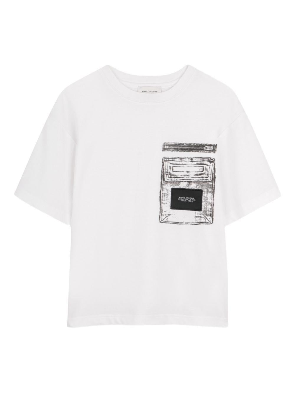 T-shirt per bambino The Marc Jacobs Kids bianca con stampa grafica sul davanti - Rubino Kids