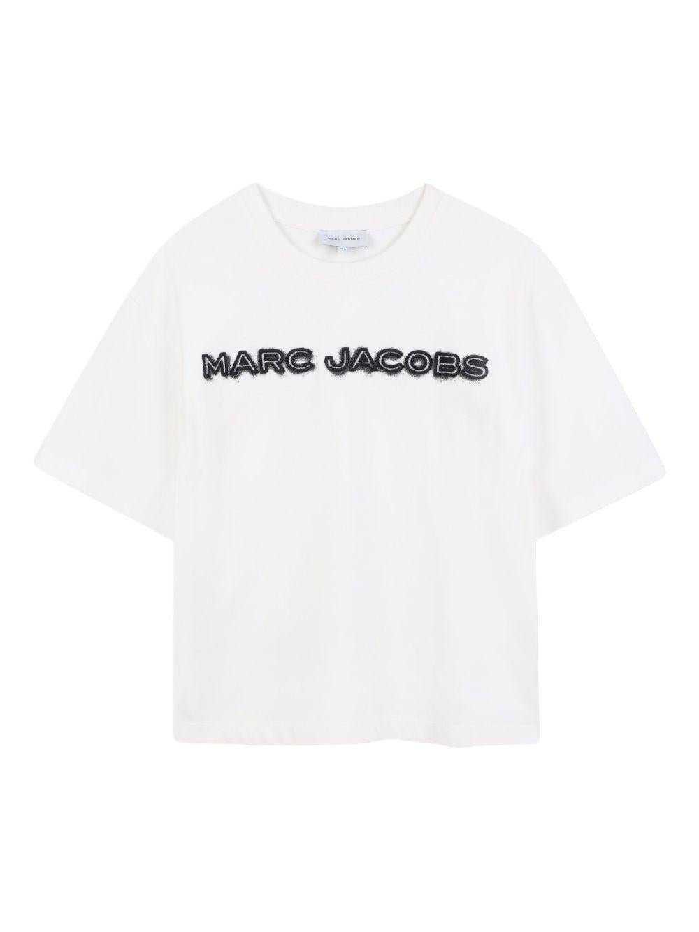 T-shirt per bambino The Marc Jacobs Kids bianco con logo sul davanti - Rubino Kids
