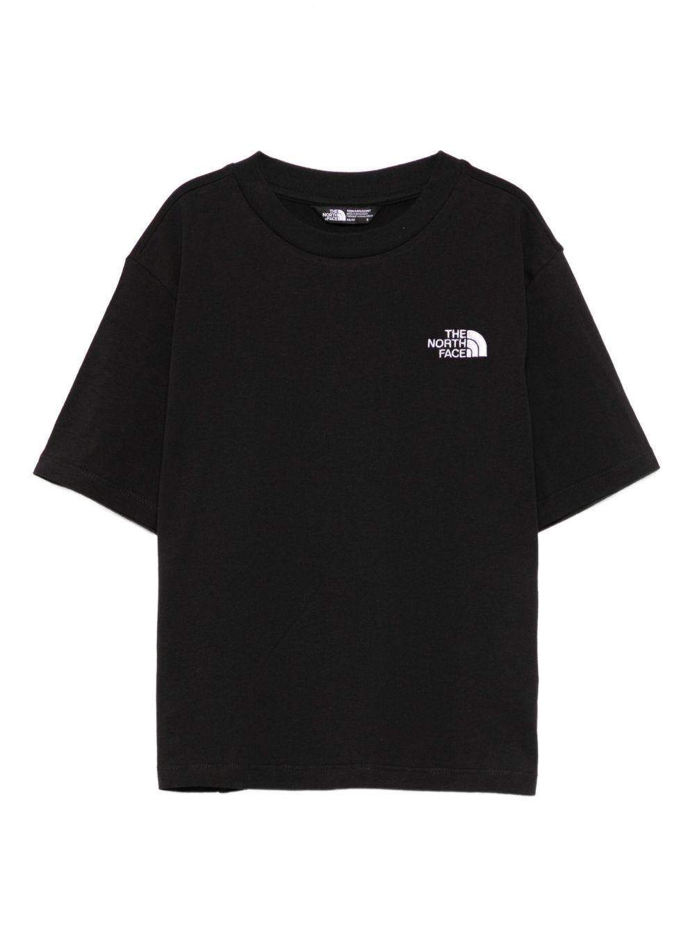 T-shirt per bambino The North Face Kids nero con logo sul petto - Rubino Kids