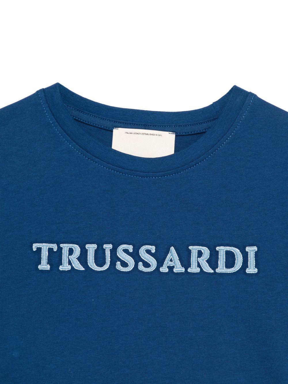 T-shirt per bambino TRUSSARDI JUNIOR blu con dettaglio logo - Rubino Kids