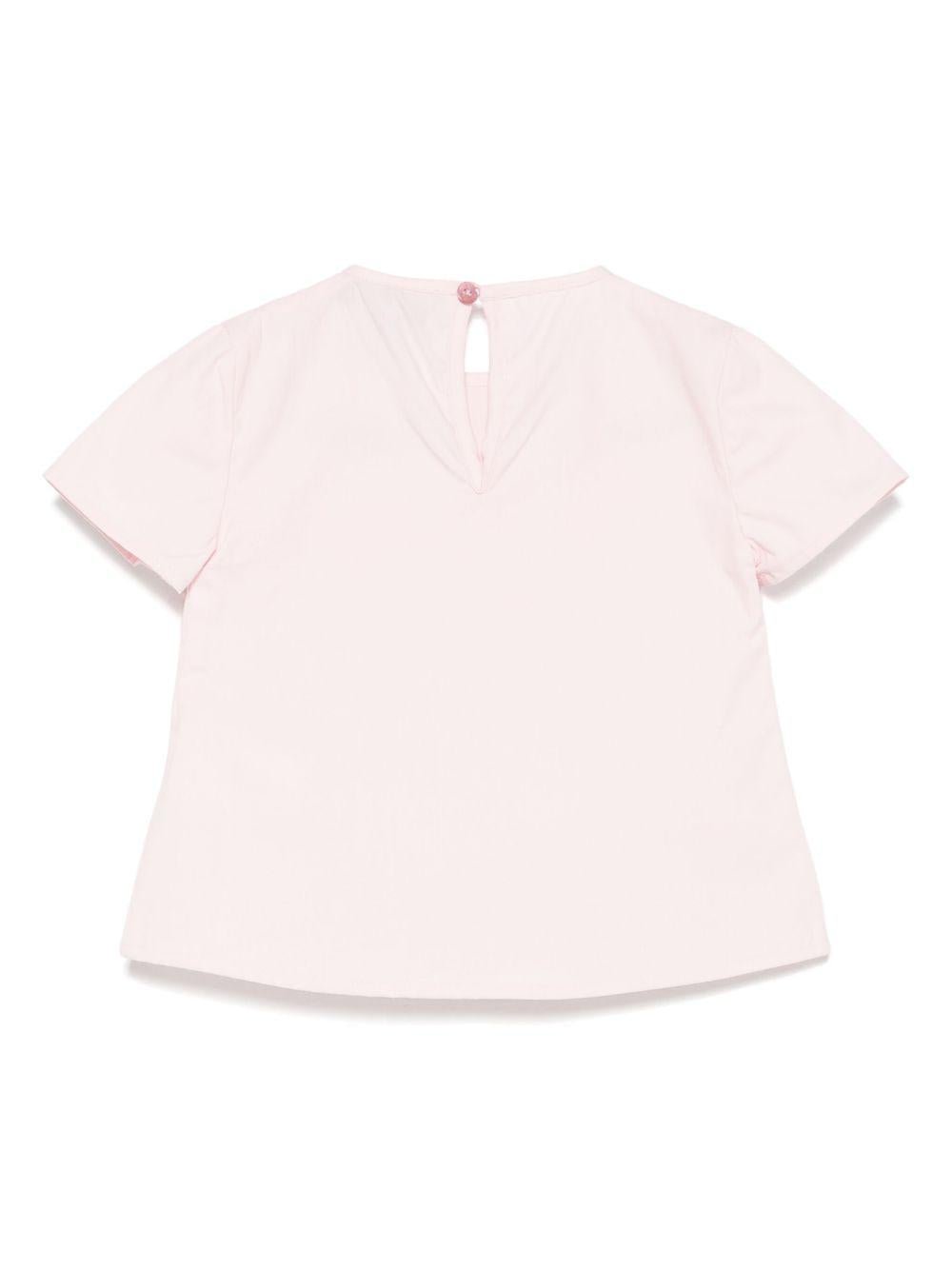 T-shirt per neonata A'lapage rosa in cotone con dettaglio fiocchi - Rubino Kids