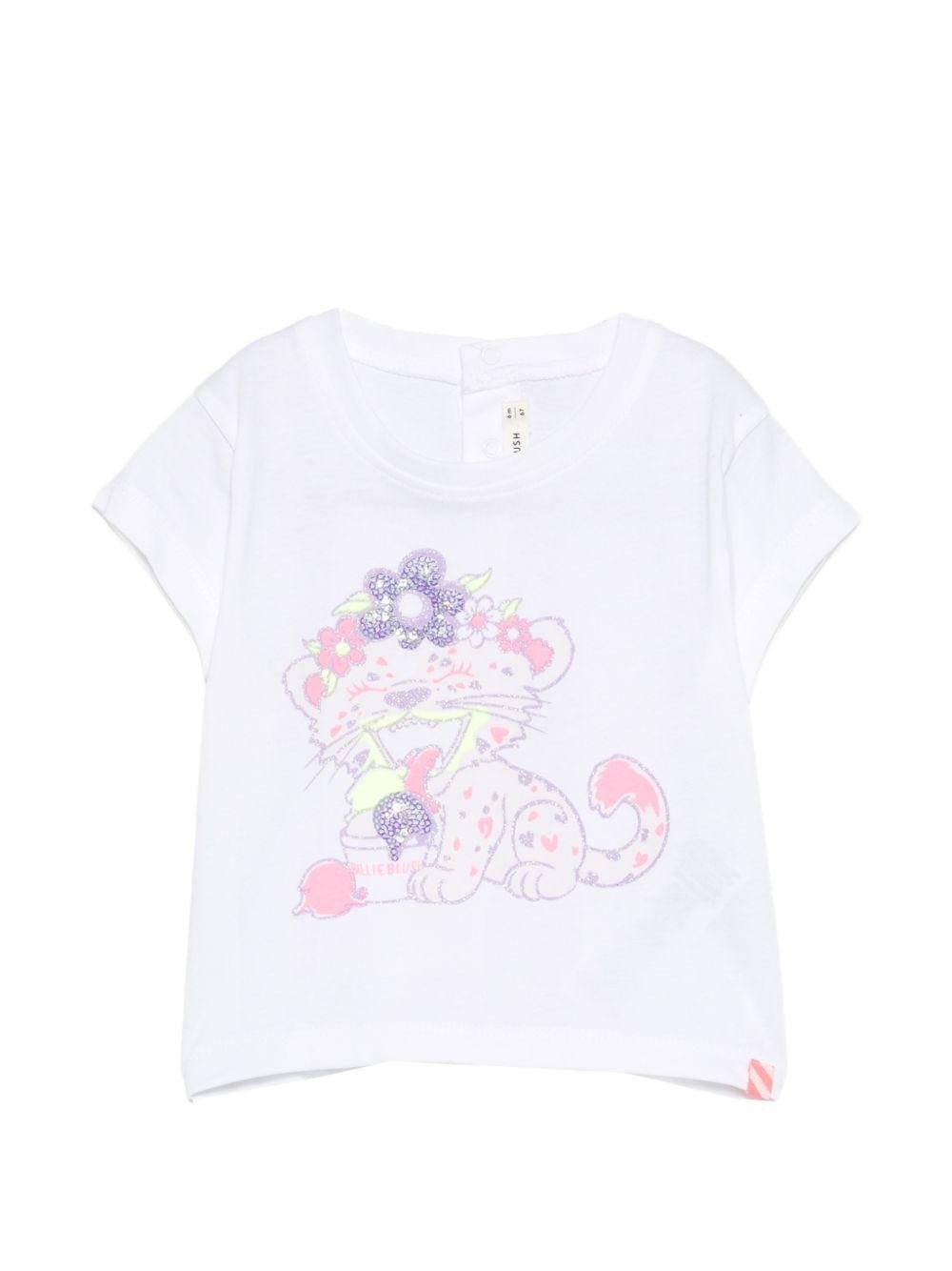 T-shirt per neonata Billieblush bianca con stampa grafica - Rubino Kids