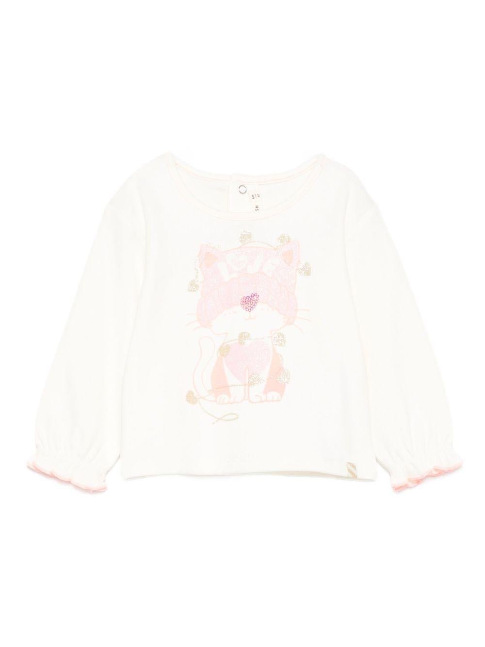 T-shirt per neonata Billieblush bianco con bordi rosa - Rubino Kids