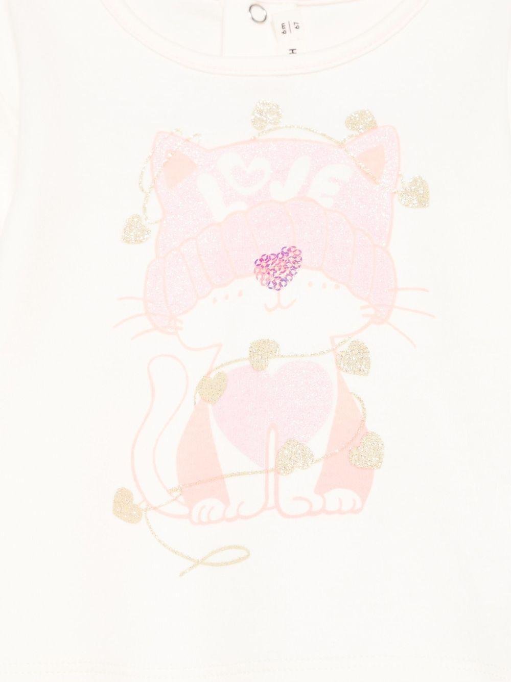 T-shirt per neonata Billieblush bianco con bordi rosa - Rubino Kids