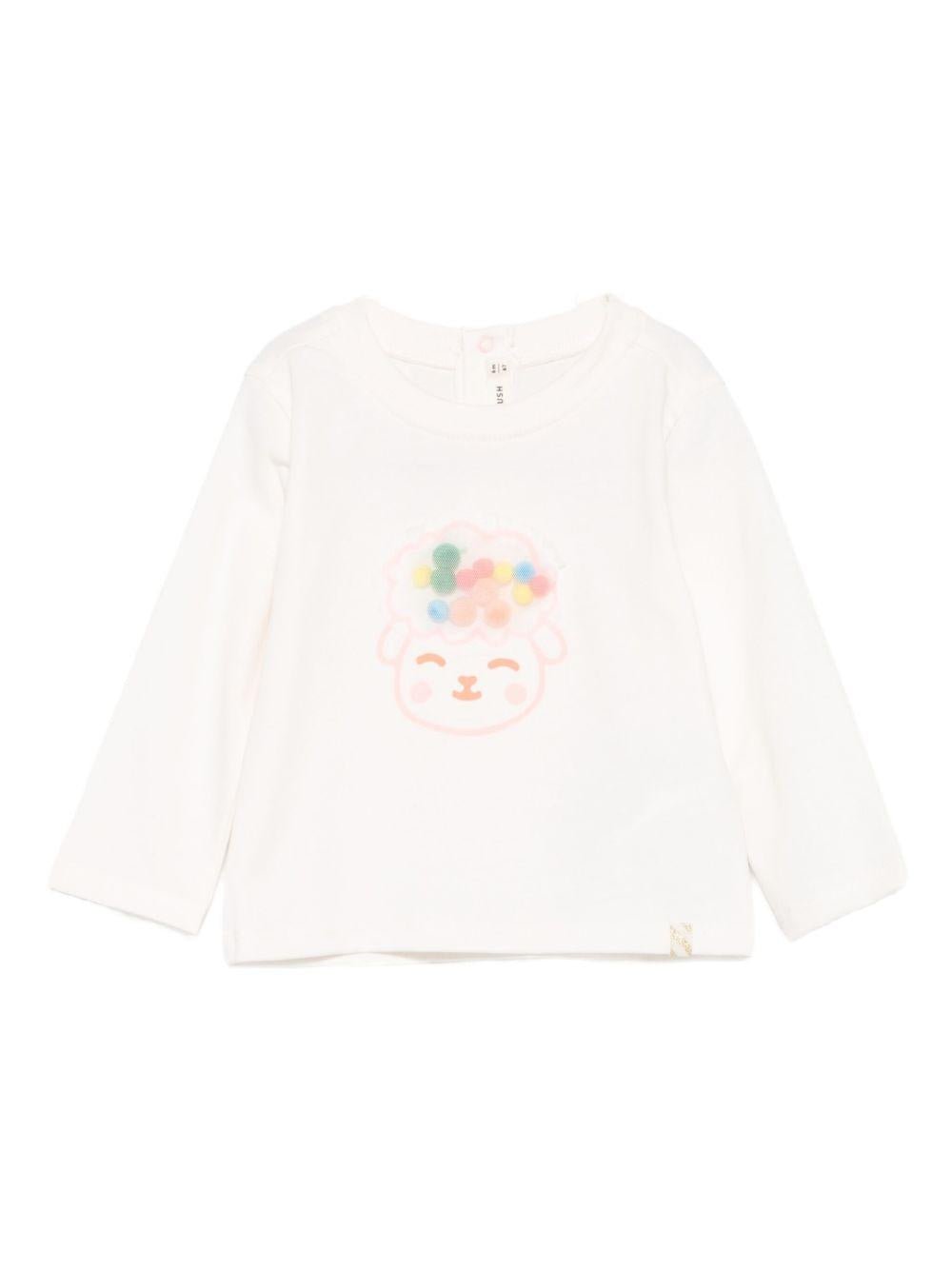 T-shirt per neonata Billieblush bianco con stampa in rilievo - Rubino Kids