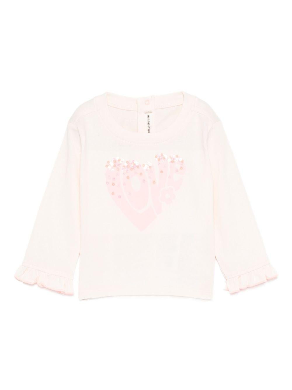T-shirt per neonata Billieblush rosa con decorazione con paillettes - Rubino Kids