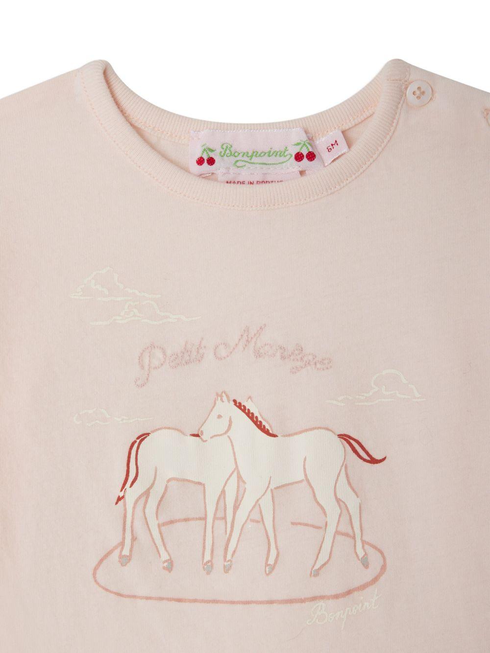 T-shirt per neonata Bonpoint rosa con stampa cavallo - Rubino Kids