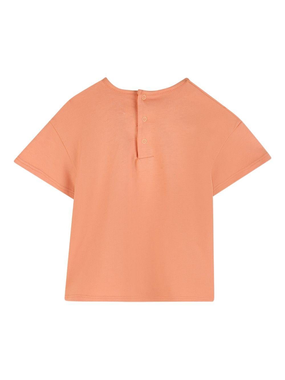 T-shirt per neonata Chloé Kids arancione con scritta logo - Rubino Kids