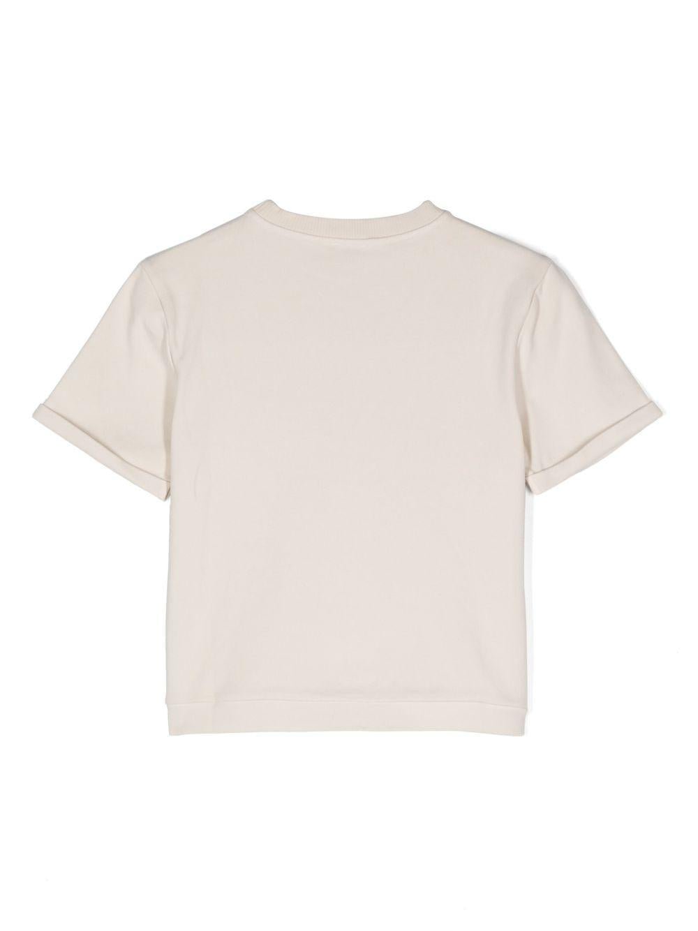 T-shirt per neonata Donsje Jarne beige con ricamo sul petto - Rubino Kids
