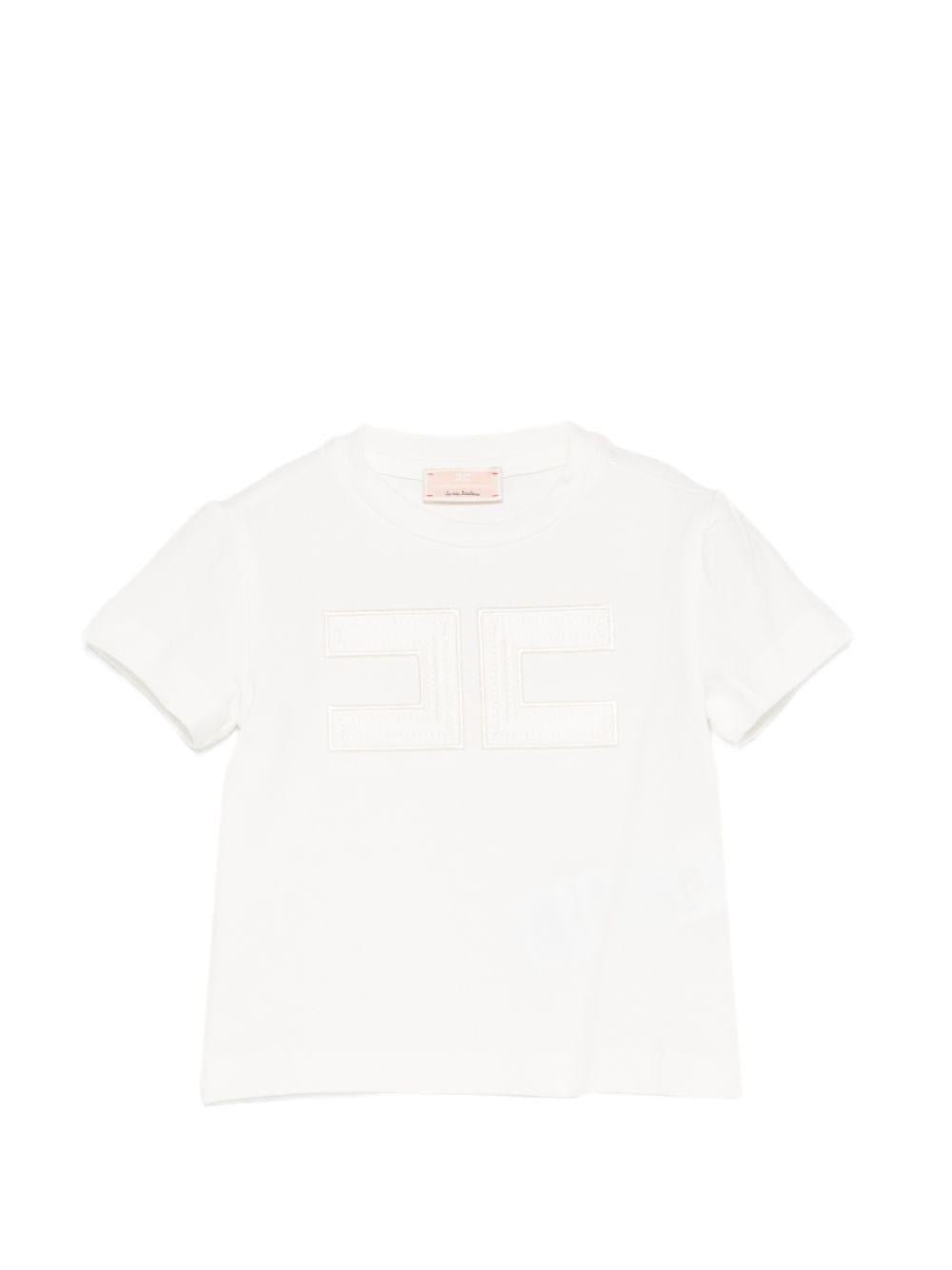 T-shirt per neonata Elisabetta Franchi La Mia Bambina bianca con dettaglio logo - Rubino Kids