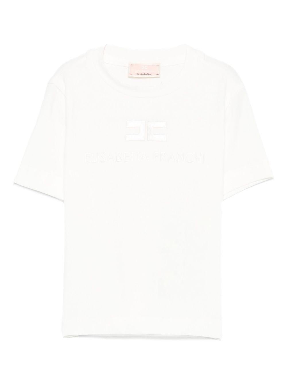 T-shirt per neonata Elisabetta Franchi La Mia Bambina bianco con logo ricamato - Rubino Kids