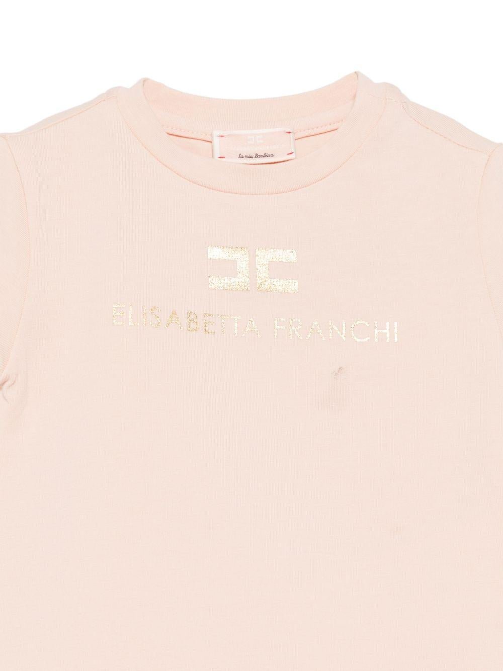 T-shirt per neonata Elisabetta Franchi La Mia Bambina rosa con dettaglio logo - Rubino Kids
