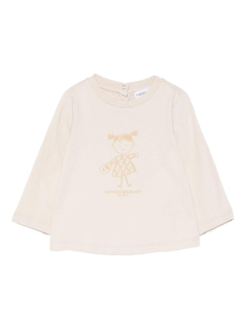 T-shirt per neonata Emporio Armani Kids beige con stampa grafica - Rubino Kids