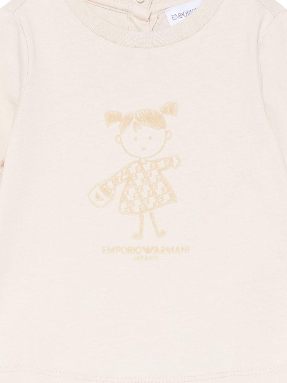 T-shirt per neonata Emporio Armani Kids beige con stampa grafica - Rubino Kids