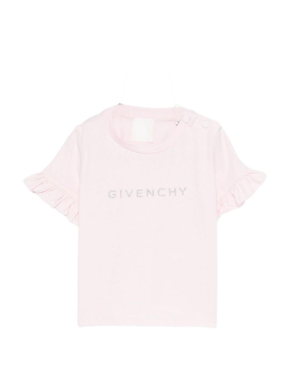 T-shirt per neonata Givenchy Kids rosa con maniche arricciate - Rubino Kids