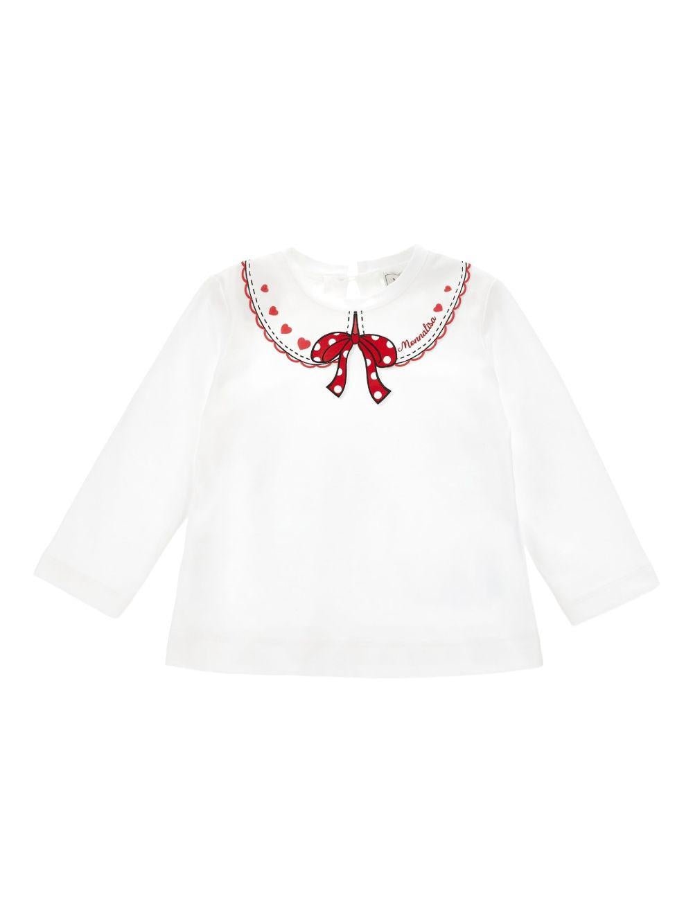 T-shirt per neonata Monnalisa bianca con logo - Rubino Kids
