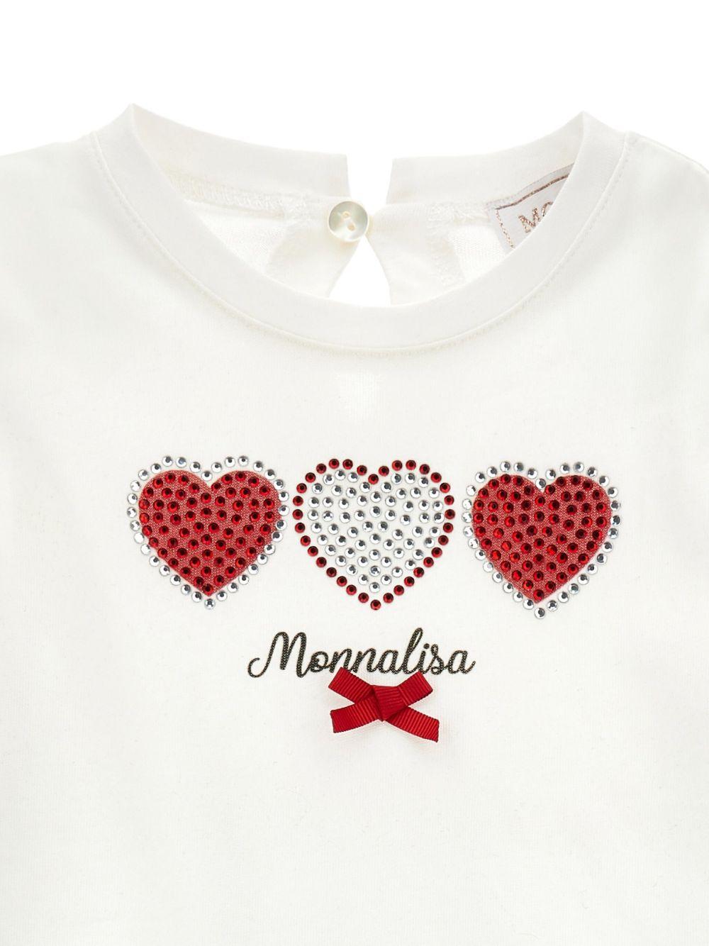 T-shirt per neonata Monnalisa bianca con stampa con logo sul davanti - Rubino Kids