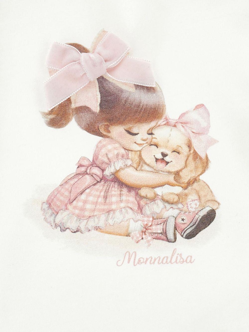 T-shirt per neonata Monnalisa bianco in cotone con stampa sul davanti - Rubino Kids