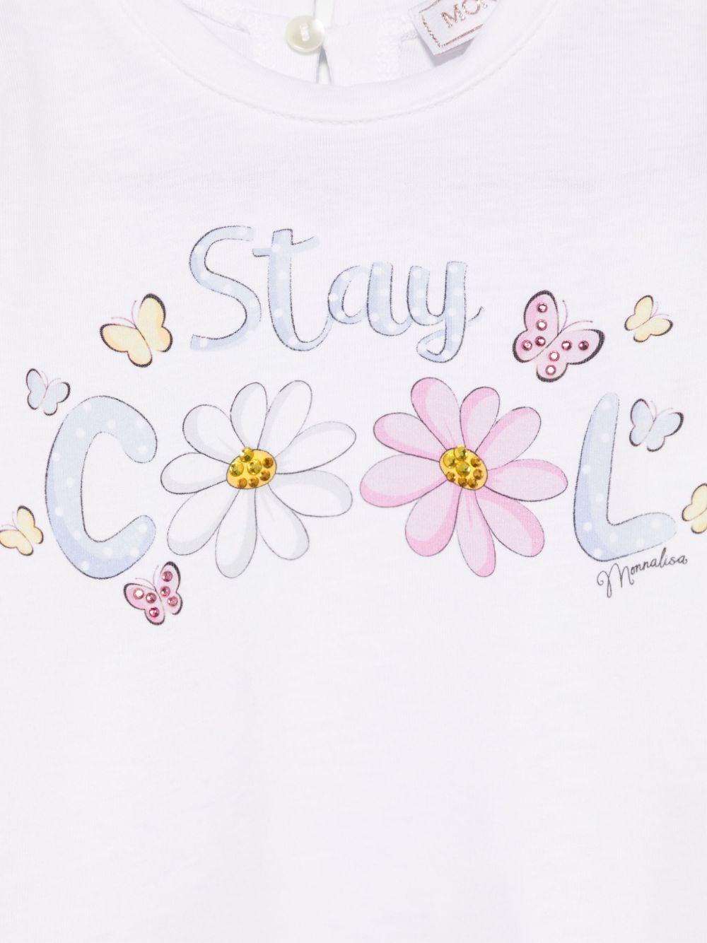 T-shirt per neonata Monnalisa bianco Stay Cool con stampa - Rubino Kids
