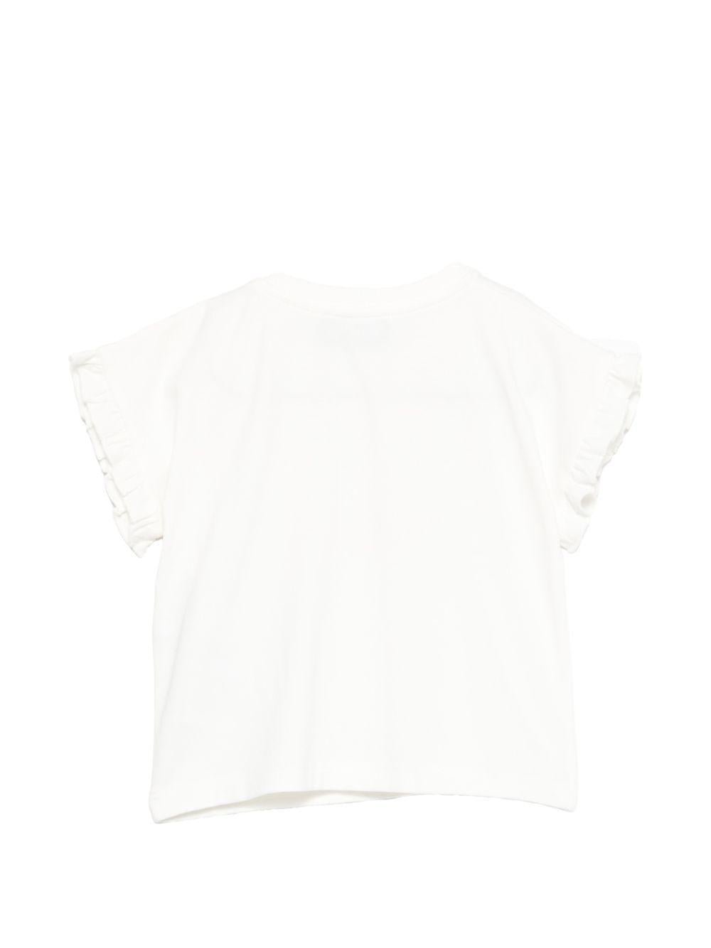 T-shirt per neonata Moschino Kids bianca con stampa Teddy Bear - Rubino Kids