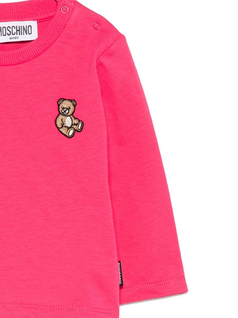 T-shirt per neonata Moschino Kids fucsia con motivo Teddy Bear - Rubino Kids