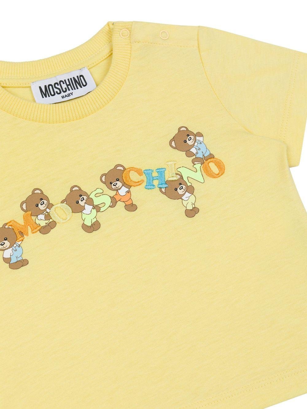 T-shirt per neonata Moschino Kids giallo con motivo Teddy Bear - Rubino Kids