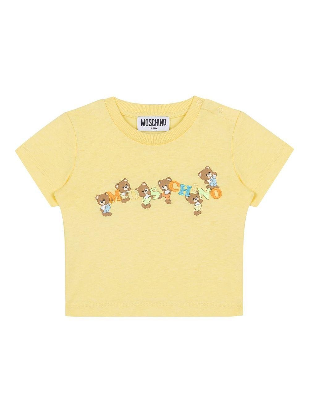 T-shirt per neonata Moschino Kids giallo con motivo Teddy Bear - Rubino Kids