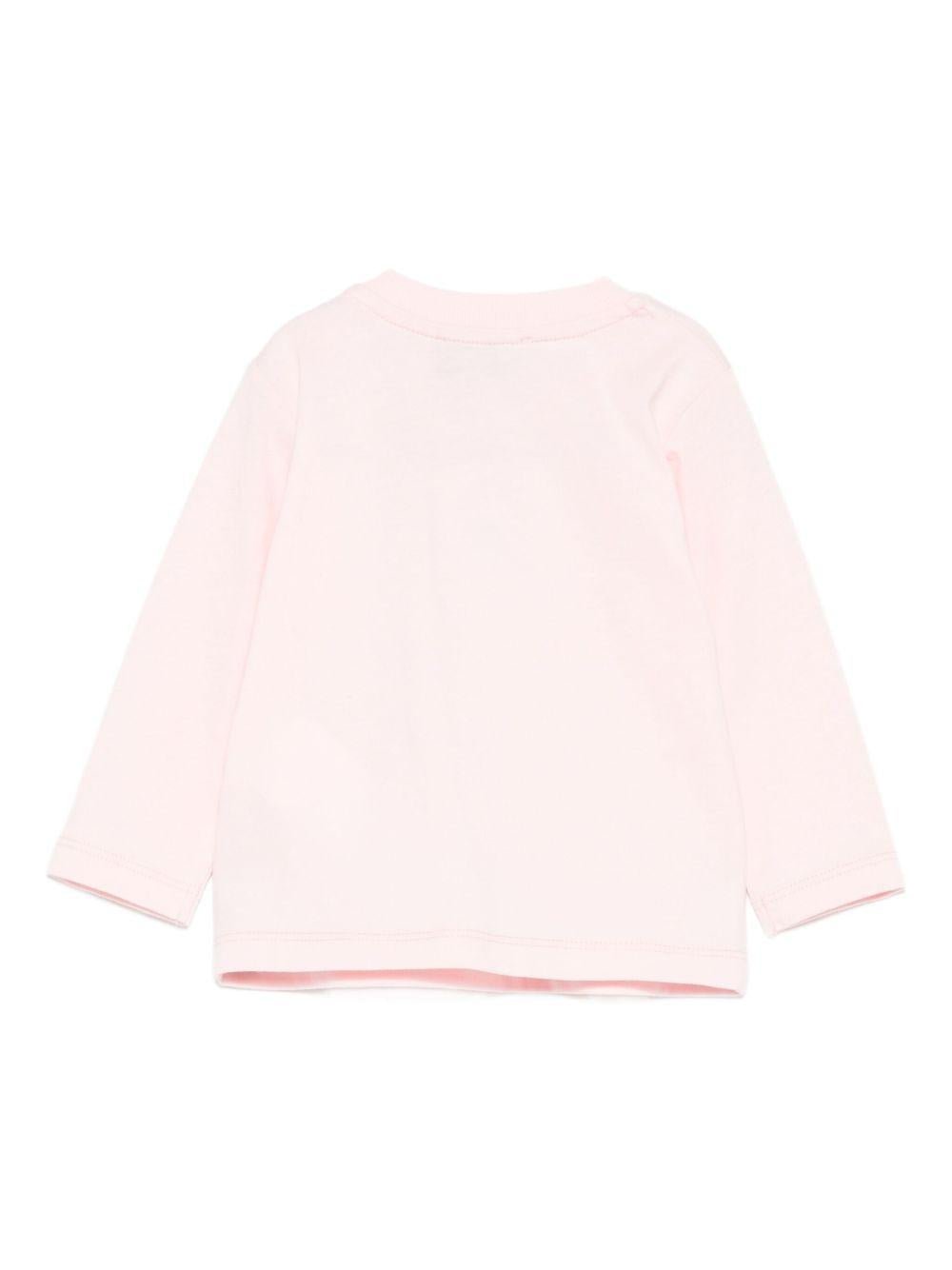 T-shirt per neonata Moschino Kids rosa con orsetto ricamato - Rubino Kids