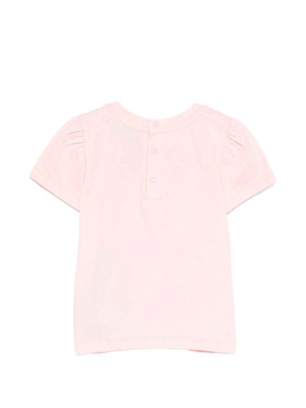T-shirt per neonata Moschino Kids rosa con stampa Teddy Bear - Rubino Kids