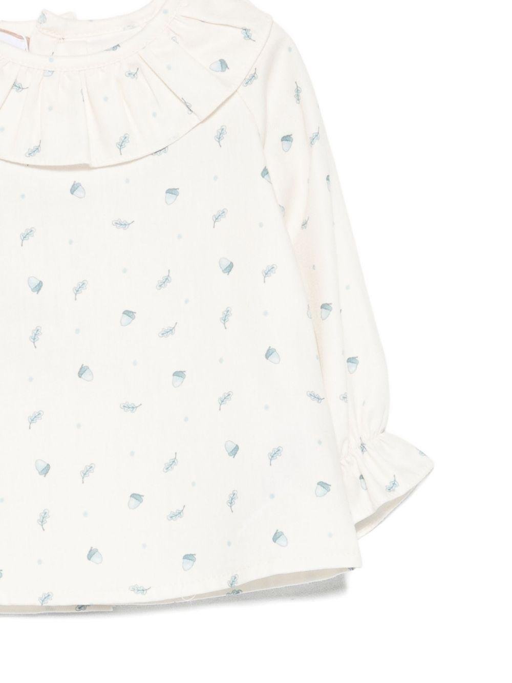 T-shirt per neonata Paz Rodrìguez bianca con collo ruches - Rubino Kids