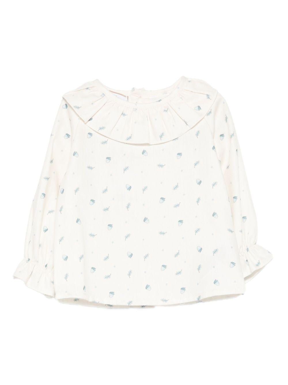 T-shirt per neonata Paz Rodrìguez bianca con collo ruches - Rubino Kids