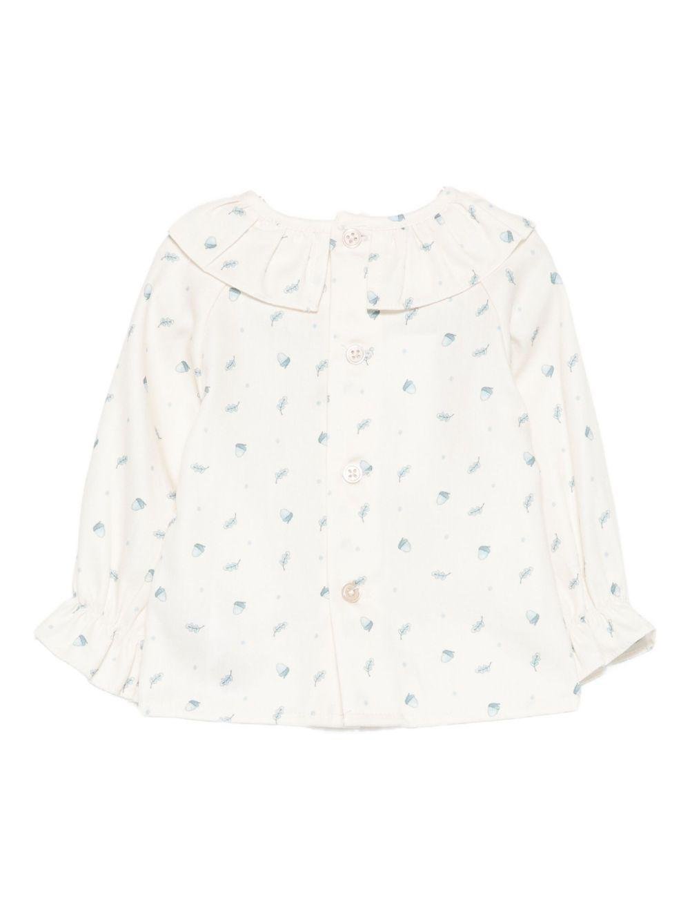 T-shirt per neonata Paz Rodrìguez bianca con collo ruches - Rubino Kids