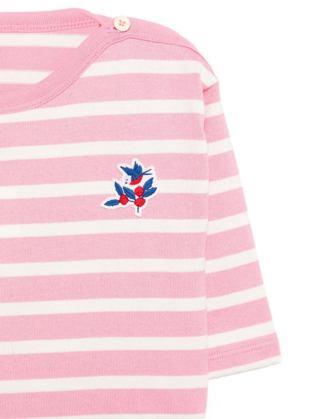 T-shirt per neonata Petit Bateau rosa con motivo a righe orizzontali - Rubino Kids