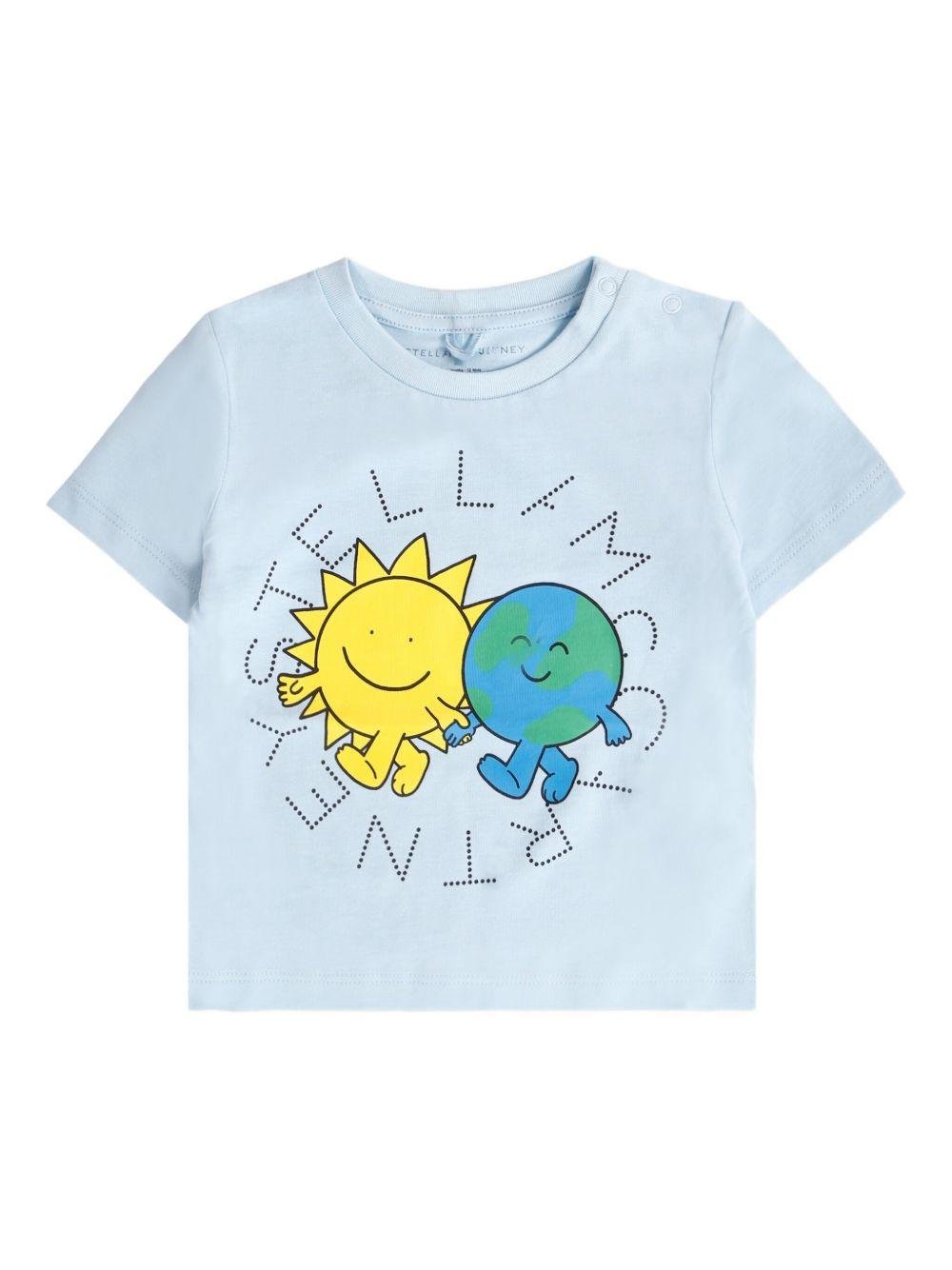T-shirt per neonata Stella McCartney Kids azzurro con stampa grafica - Rubino Kids