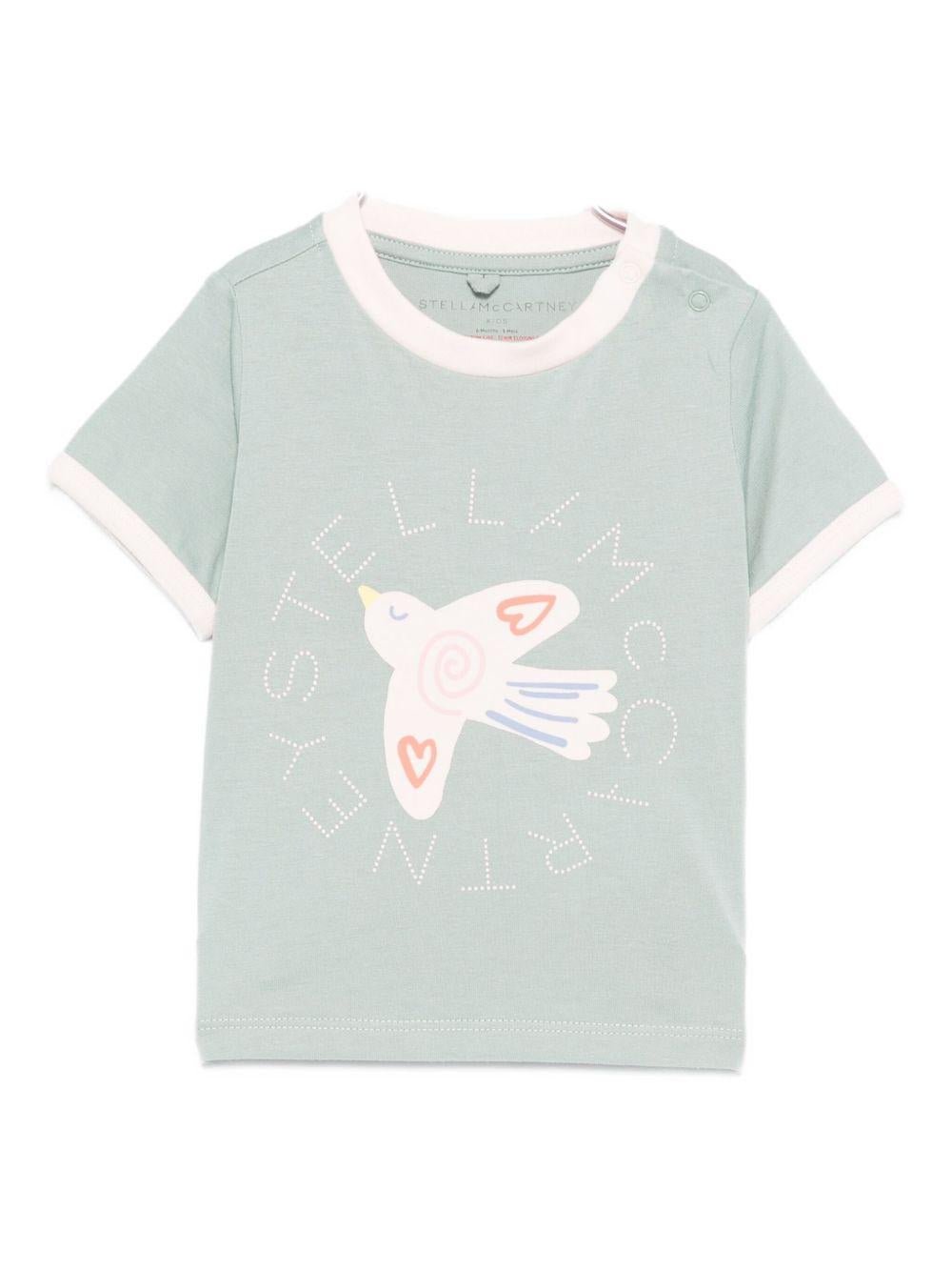 T-shirt per neonata Stella McCartney Kids verde con stampa sul davanti - Rubino Kids
