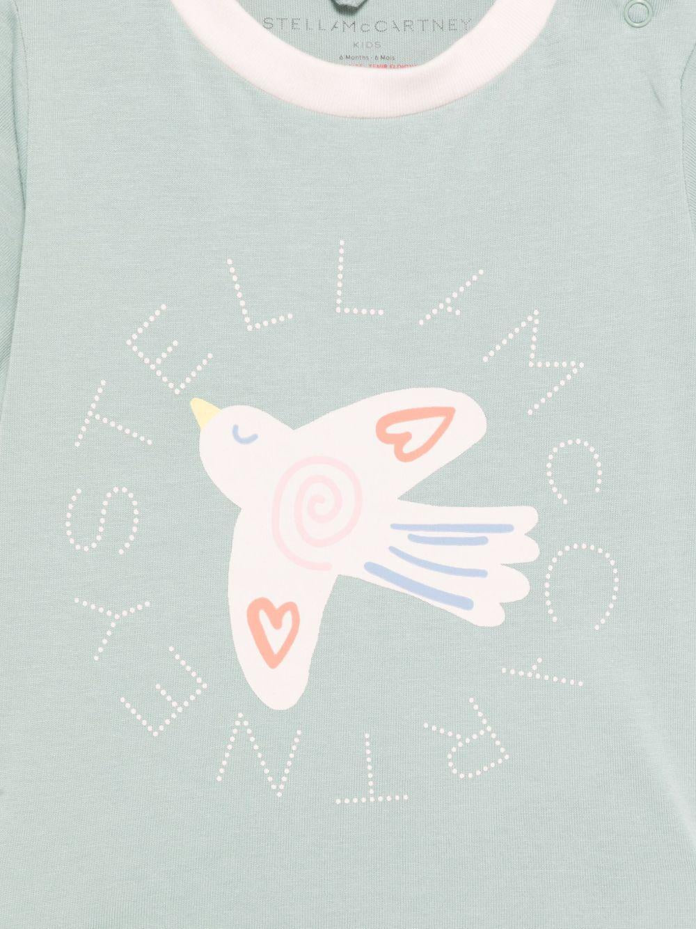 T-shirt per neonata Stella McCartney Kids verde con stampa sul davanti - Rubino Kids