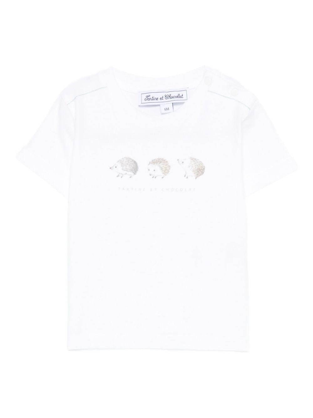T-shirt per neonata Tartine Et Chocolat bianca con stampa porcospini - Rubino Kids