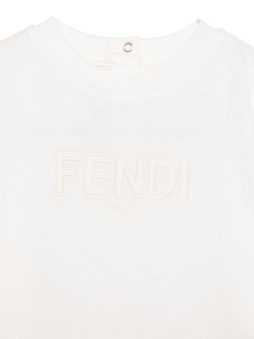 T-shirt per neonati Fendi Kids bianco con bottoni a pressione - Rubino Kids
