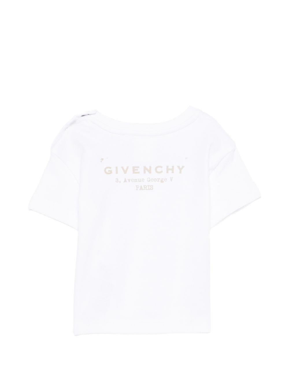 T-shirt per neonati Givenchy Kids bianca con logo sul davanti - Rubino Kids