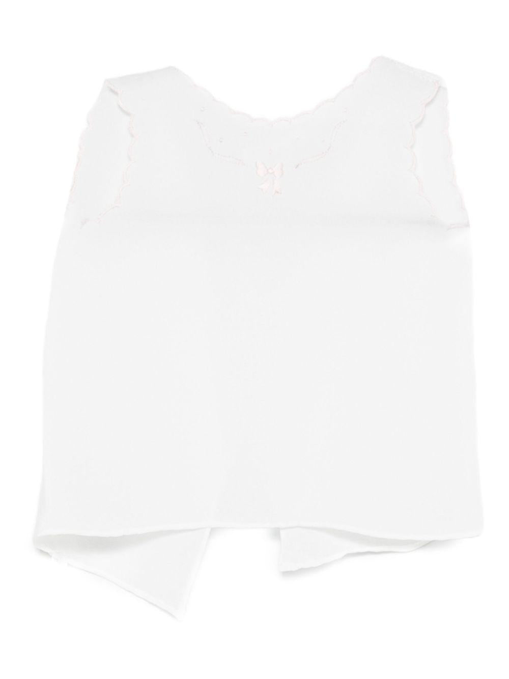 T-shirt per neonati Mariella Ferrari bianca con dettagli ricamati rosa - Rubino Kids