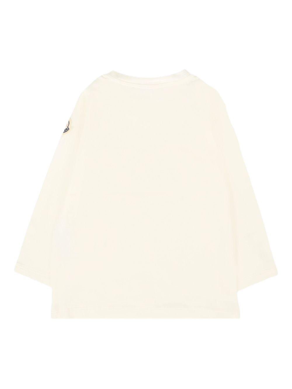 T-shirt per neonati Moncler Enfant avorio con stampa orsetto - Rubino Kids